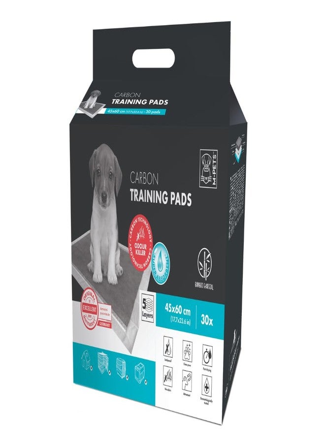 أم-بيتس وسادات تدريب M-PETS الكربونية، أكثر سمكًا مع امتصاص مضاعف، تقضي على الروائح الكريهة بتقنية الكربون، مانعة للتسرب، سريعة الجفاف لتدريب الكلاب على استخدام المرحاض، مناسبة للجراء والكلاب الكبيرة في السن - 45 × 60 سم (عبوة من 30 وسادة) - Image 1